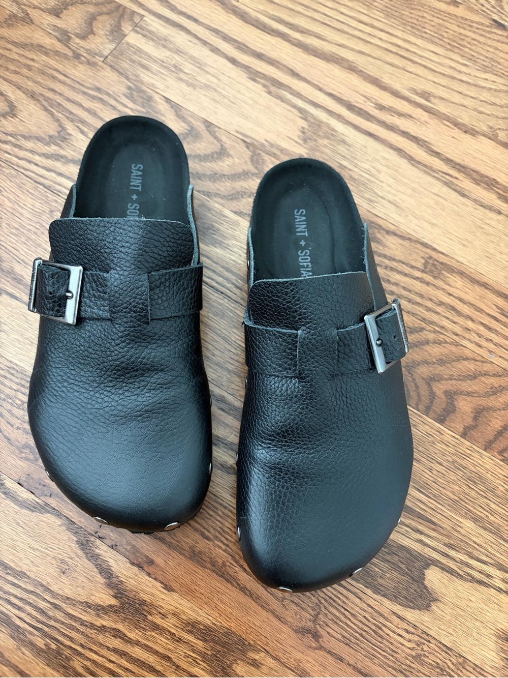Saint + Sofia Studded Leather Clogs - Picture 4 of 6